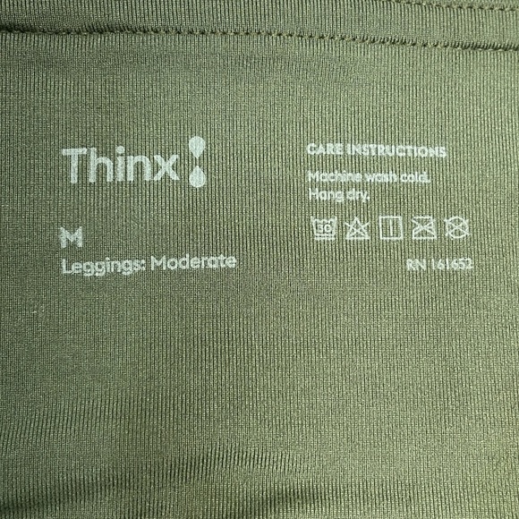 Thinx Moderate Absorbency Activewear Leggings High Rise Pockets Kale Green M - Picture 12 of 15